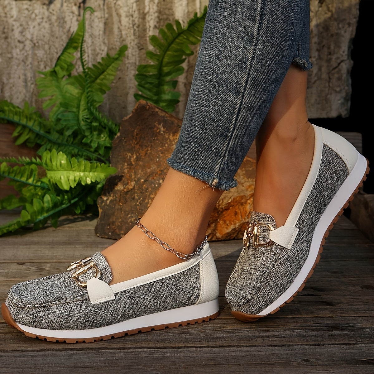 Sanne | Dames casual loafers met metallic gespsluiting