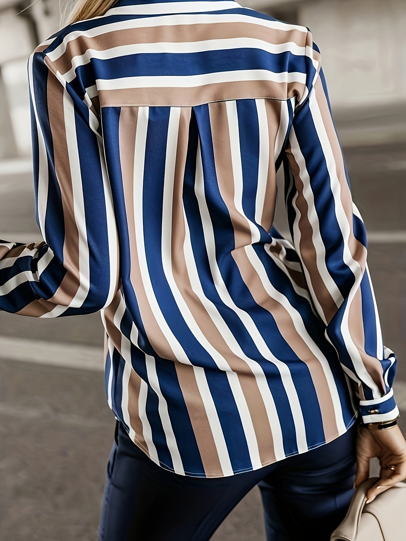 Lena | Striped button-down shirt with a turned-down collar