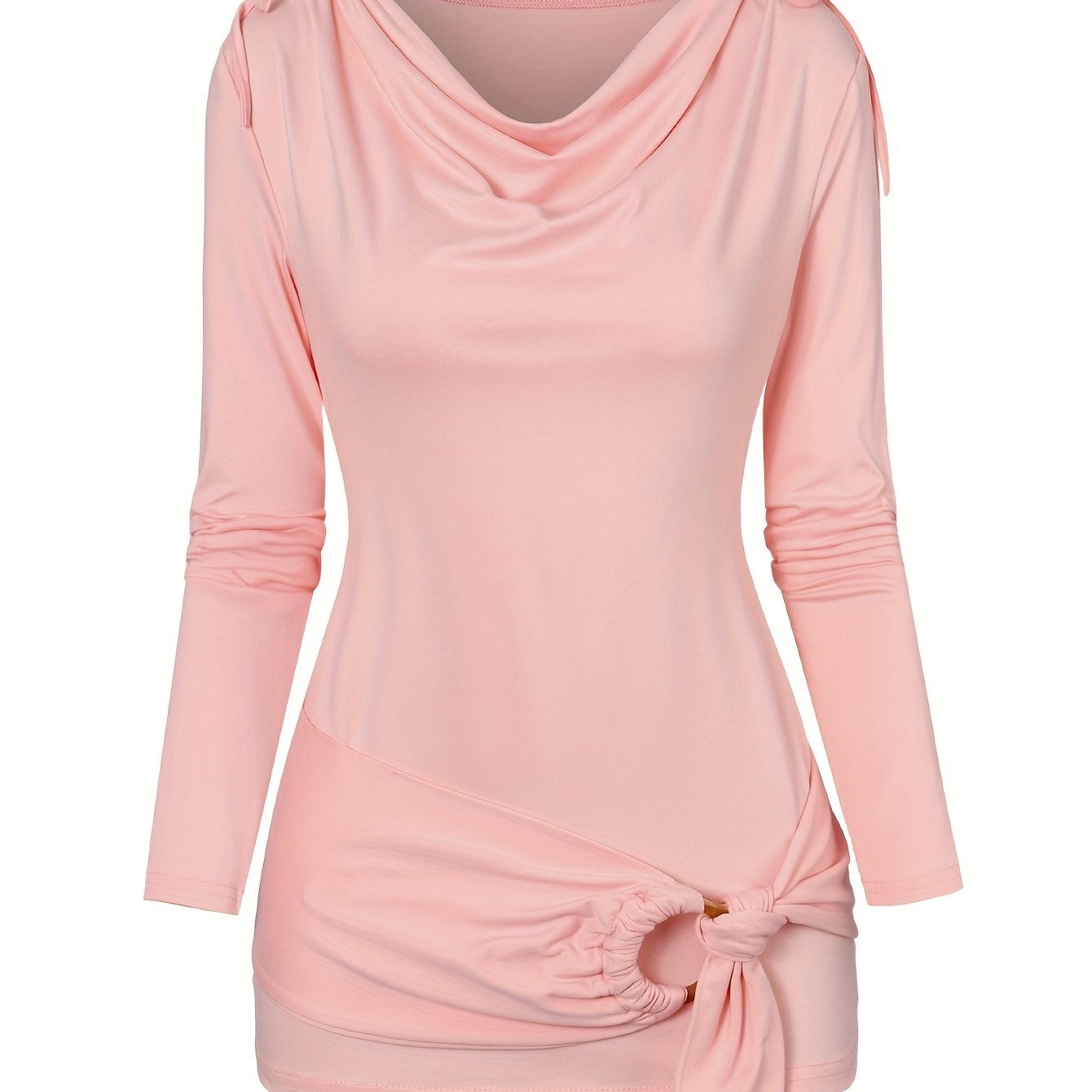 Isa | Elegant top with a waterfall neckline and decorative ruffles