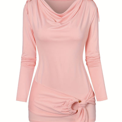 Isa | Elegant top with a waterfall neckline and decorative ruffles