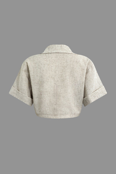 Victoria - Elegante Korte Linnen Crop Shirt voor Dames