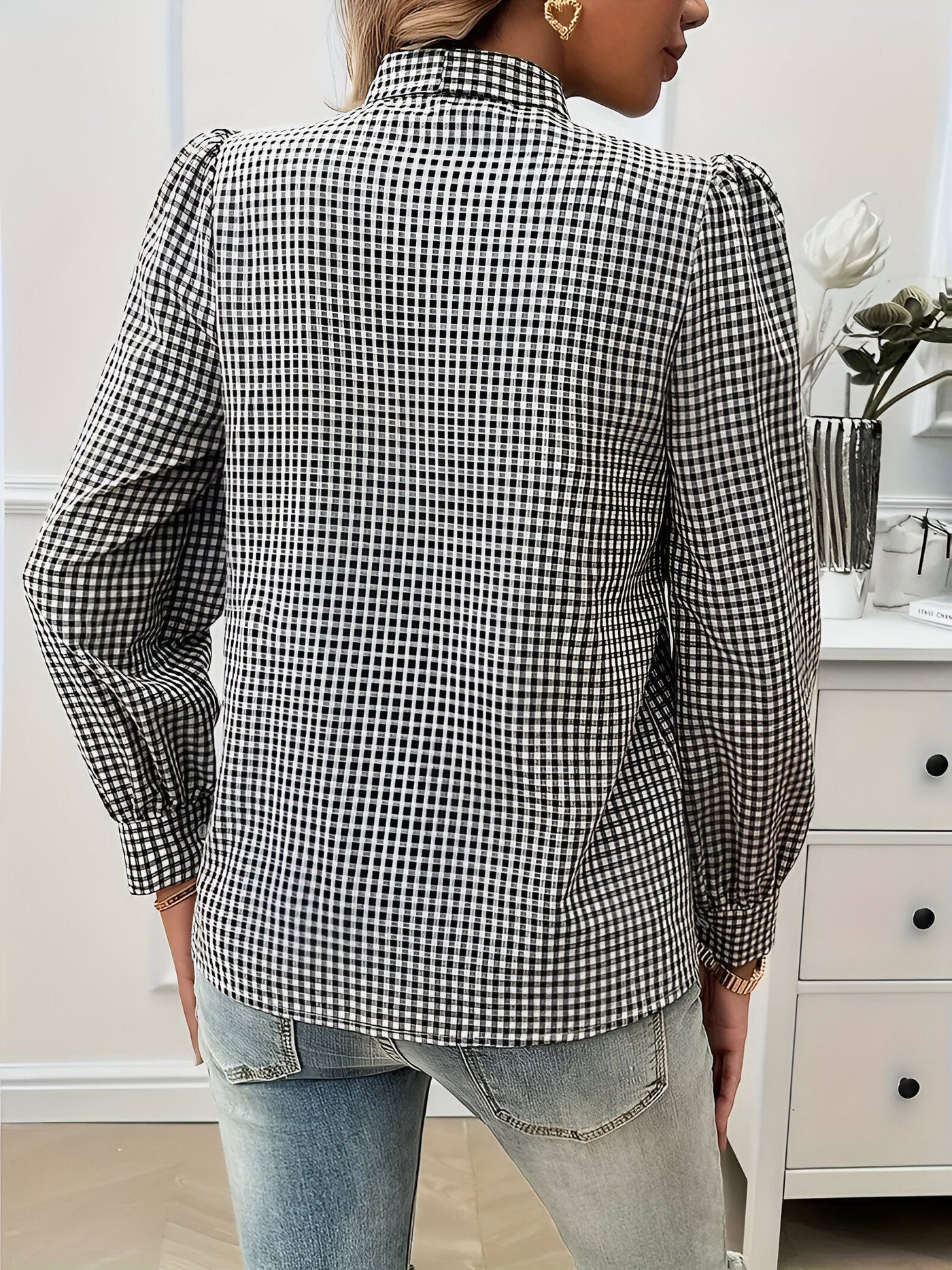 Brielle - Geruite Blouse met Strik