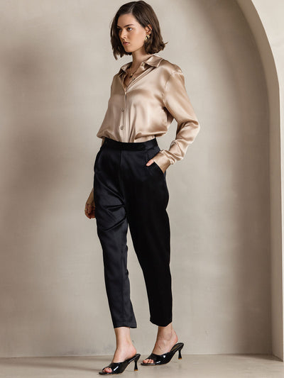 Clemence - Moderne Militaire Chic Dames Overhemd met Revers
