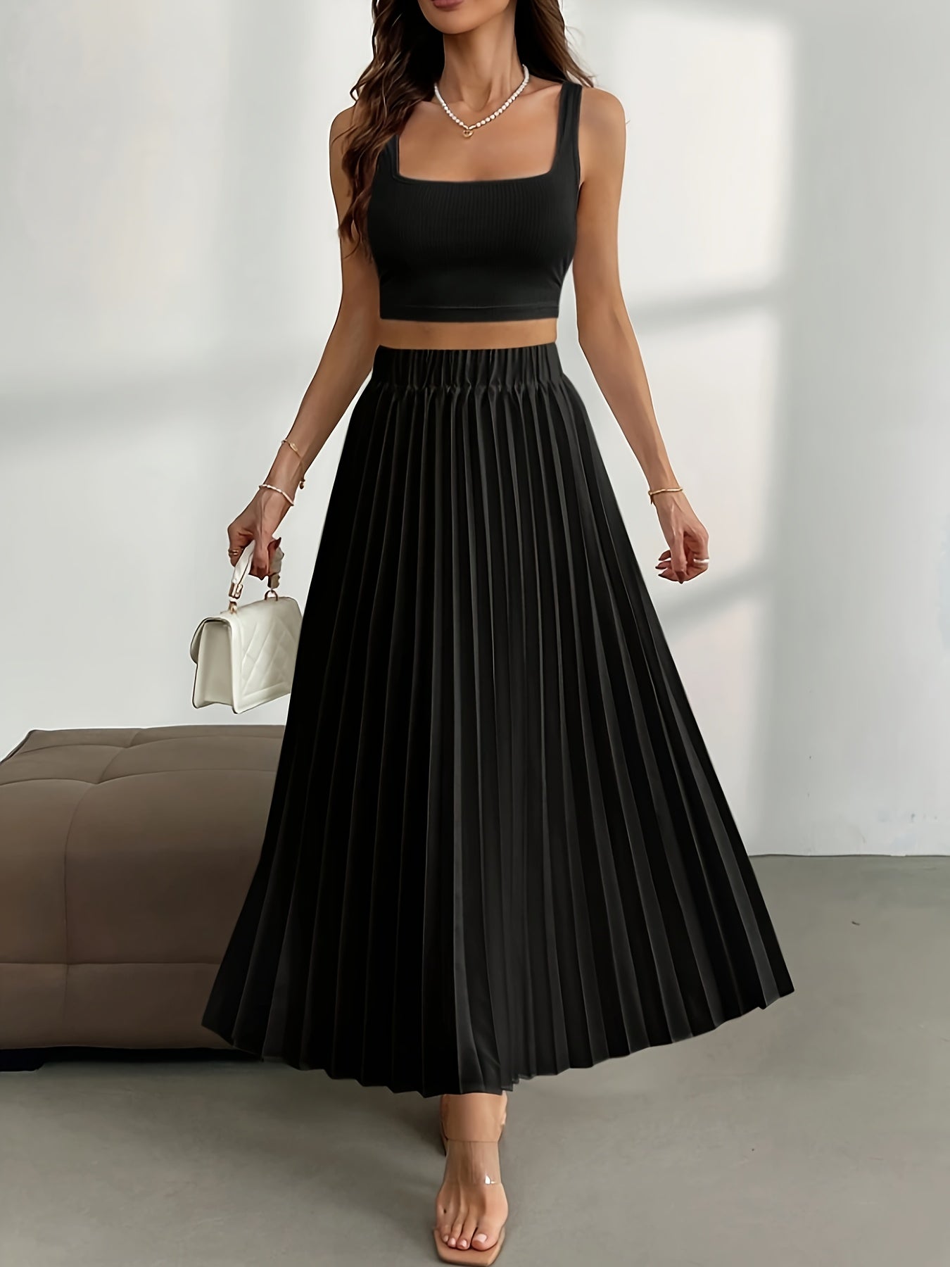 Yara | Effen geplooide rok met hoge taille
