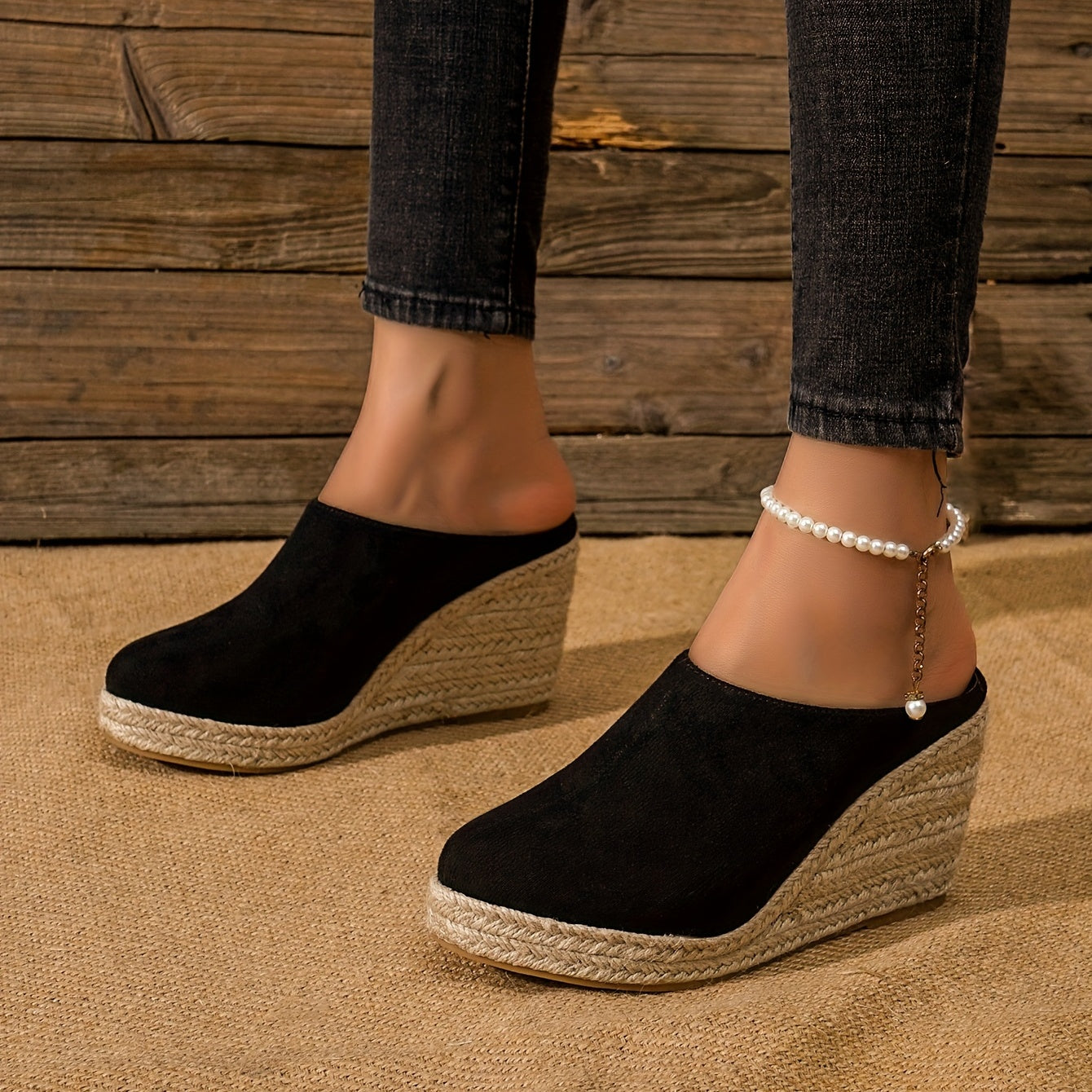 Luna | Comfortable backless espadrille heels