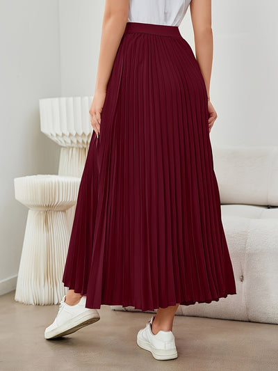 Evelien | Plain-colored pleated midi skirt with elastic waist