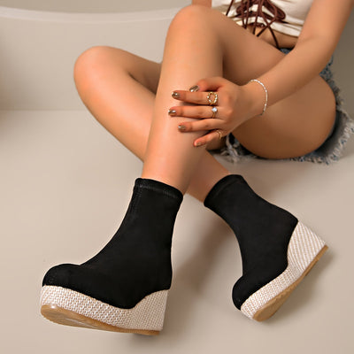 Noa | Comfortabele dames wedge-booties met ronde neus