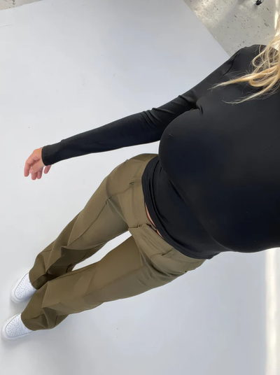 Flared Broek Dames High Waisted – Uitlopende Stretchbroek met Naden