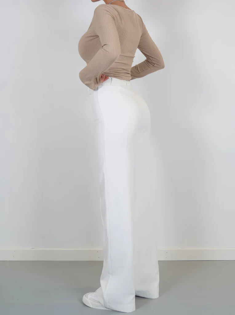 Flared Broek Dames High Waisted – Uitlopende Stretchbroek met Naden