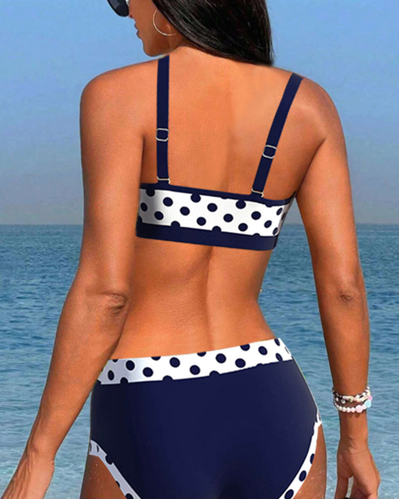 JEREMIAH | Patchwork and polka dot high-waisted bikini