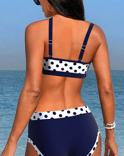 JEREMIAH | Patchwork and polka dot high-waisted bikini