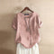 Gerlina - Linnen Blouse met Korte Mouw en Knoopsluiting