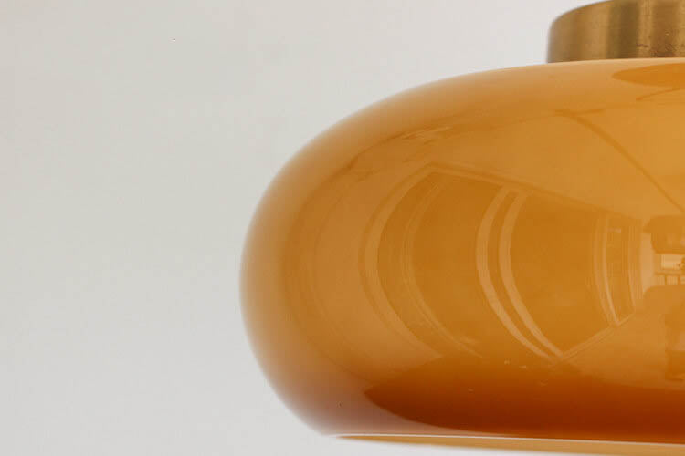 Valthera - Vintage Brass Yellow Glass Semi Flush Ceiling Light