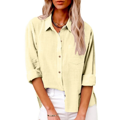 Elvira - Casual blouse met lange mouwen - Ademend katoen - Vrouwelijke pasvorm