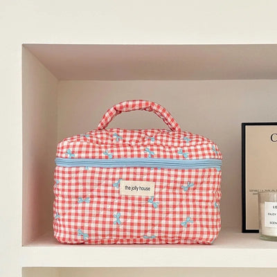 TidyBow - Dames Make-uptas Set met Geruite Strik