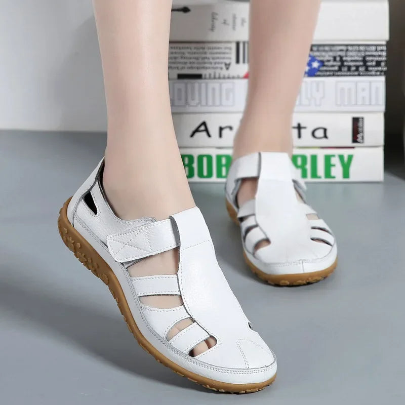 Vrouwen casual lederen zomersandalen
