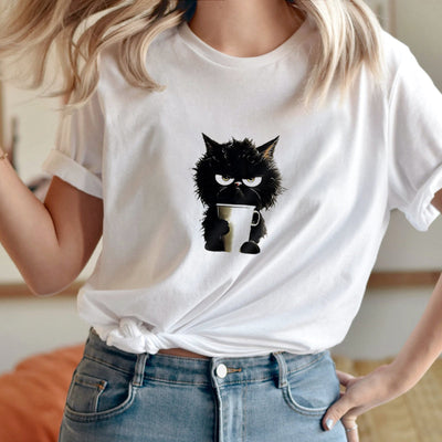 Veronica | Trendy T-shirt met Grappige Kat Print