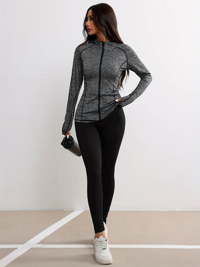 Fien | Sports jacket with hood and stripe detail