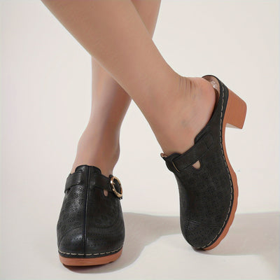 Elin | Elegant women's mules with platform and thick heels