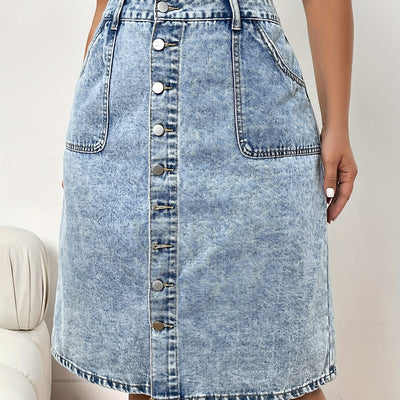 Femke | Plain washed blue denim skirt