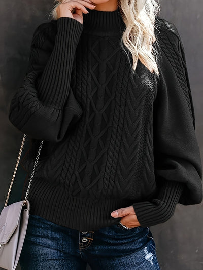 Fien | Cable-knit turtleneck sweater with dropped shoulders