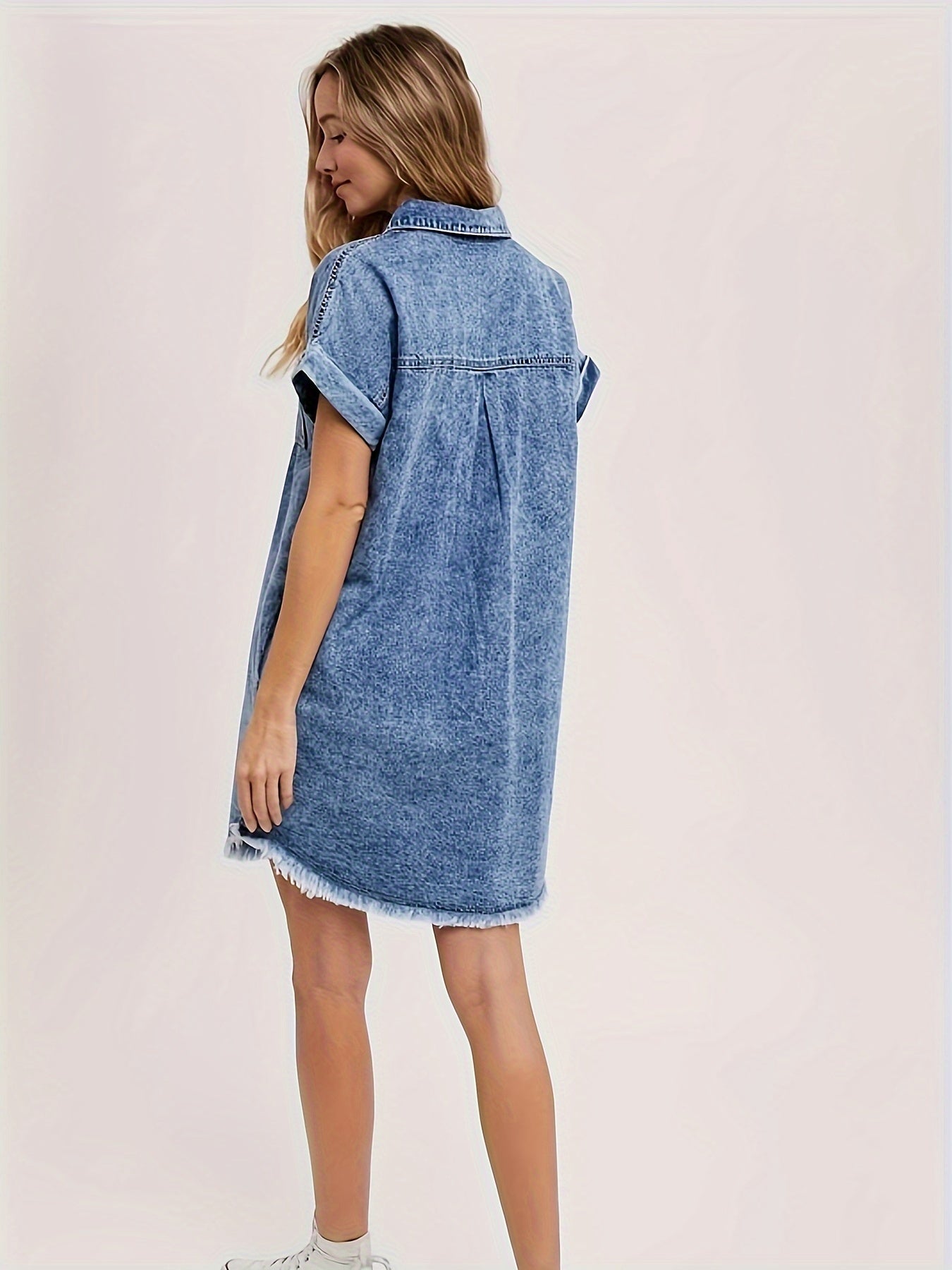 Lotte | Casual denim overhemdjurk met korte mouw