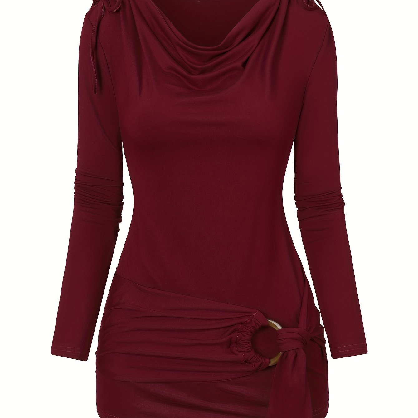 Isa | Elegant top with a waterfall neckline and decorative ruffles