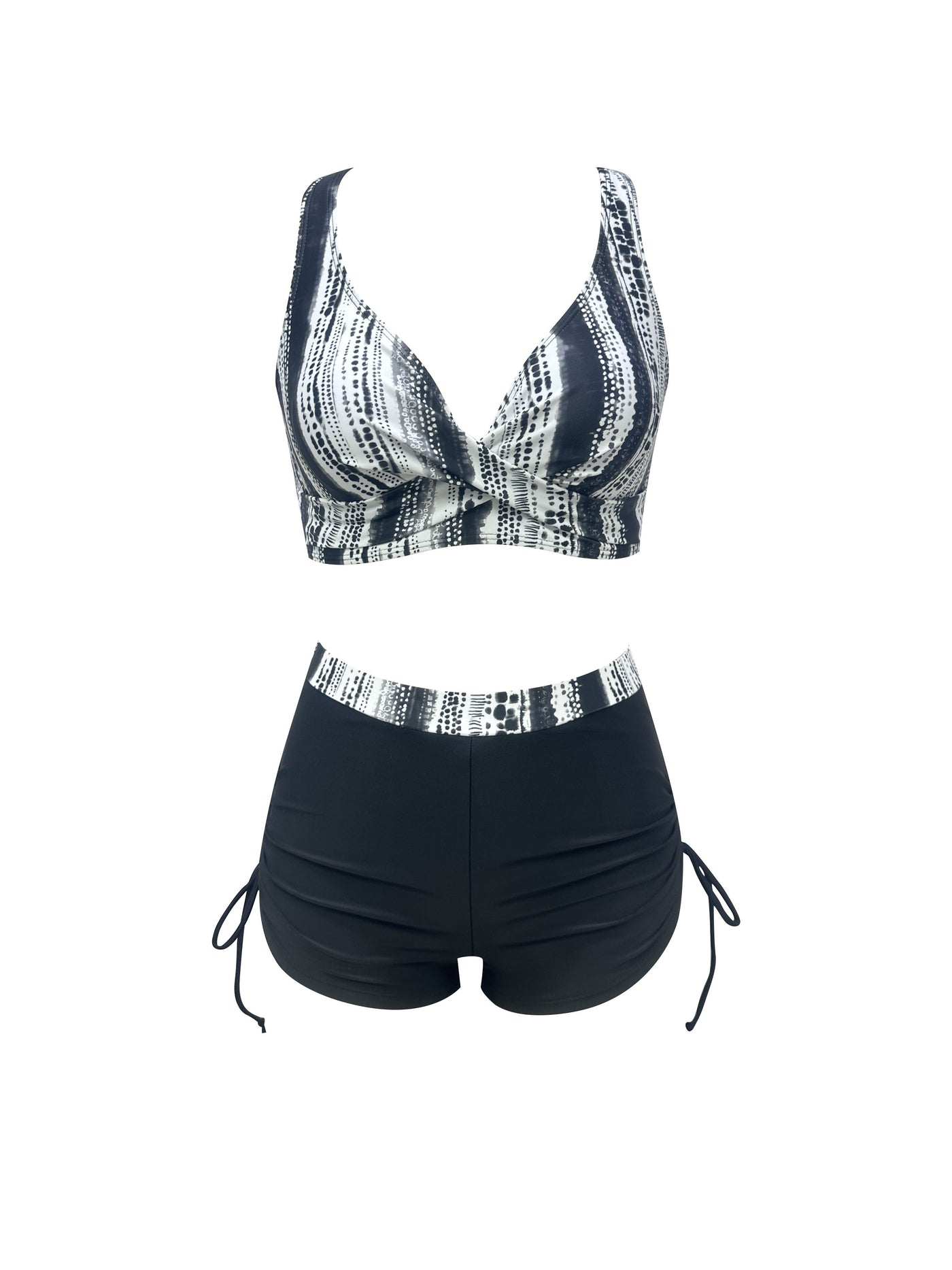 Luna | Two-piece tie-dye bikini with a V-neck and crossed straps 