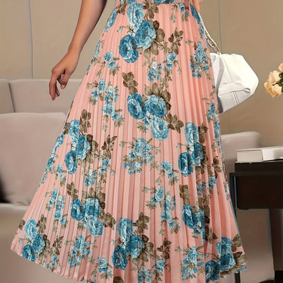 Luna | Elegant floral print high-waisted skirt