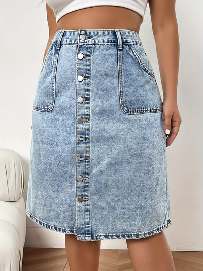 Femke | Plain washed blue denim skirt
