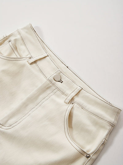 Emma | Plain white split back hem casual maxi denim skirt