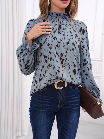 Eline | Blouse with full print and stand-up collar