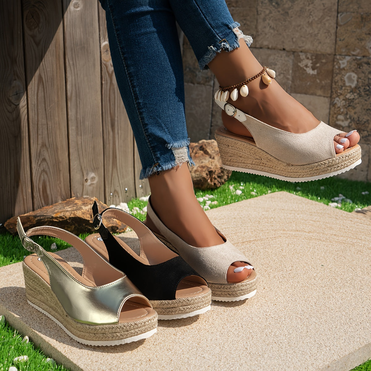 Luna | Espadrille sandals with slingback and peep toe