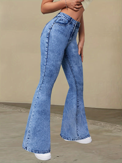 Nina | Elegante hoge taille stretch denim flare jeans