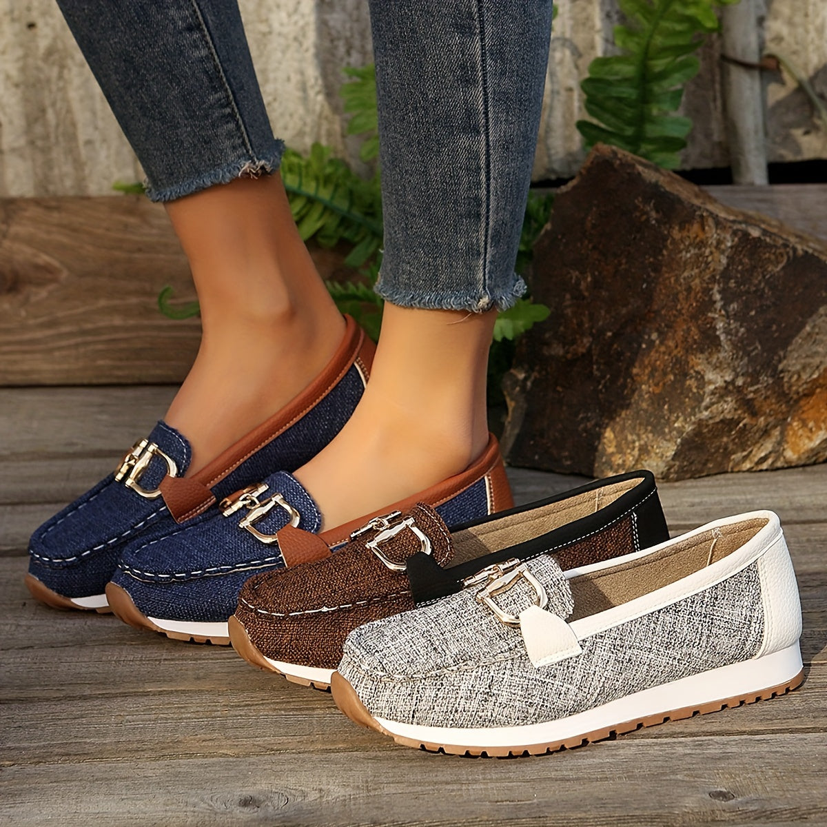 Sanne | Dames casual loafers met metallic gespsluiting
