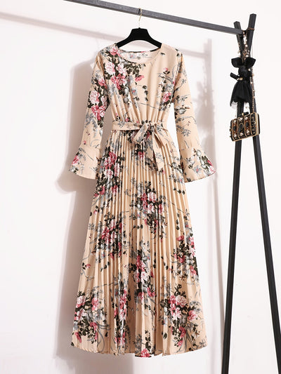 Noor | Maxi-jurk met bloemenprint en lange mouwen
