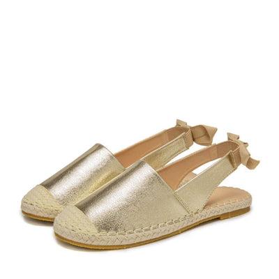 Elise | Gold-colored espadrilles with elastic slingback