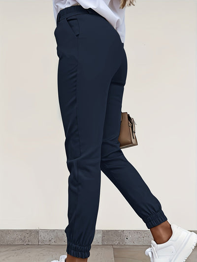 Emma | Plain casual slim trousers with slanted pockets