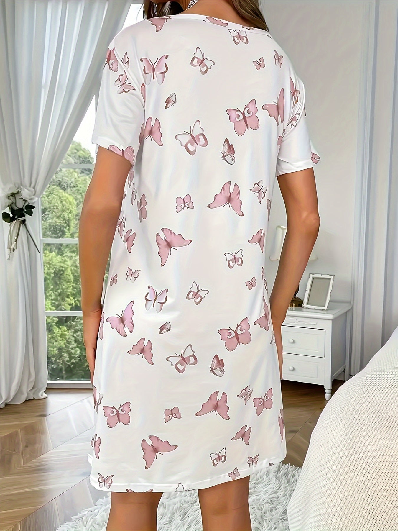 Lotte | Casual nachtkleding jurk met vlinderprint