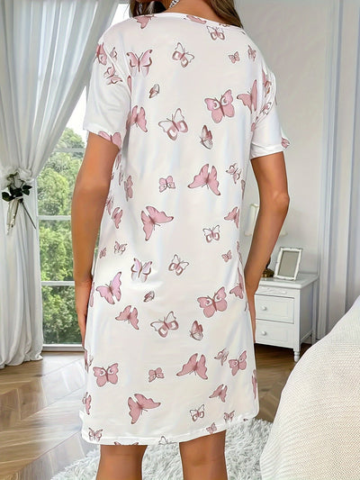 Lotte | Casual nachtkleding jurk met vlinderprint