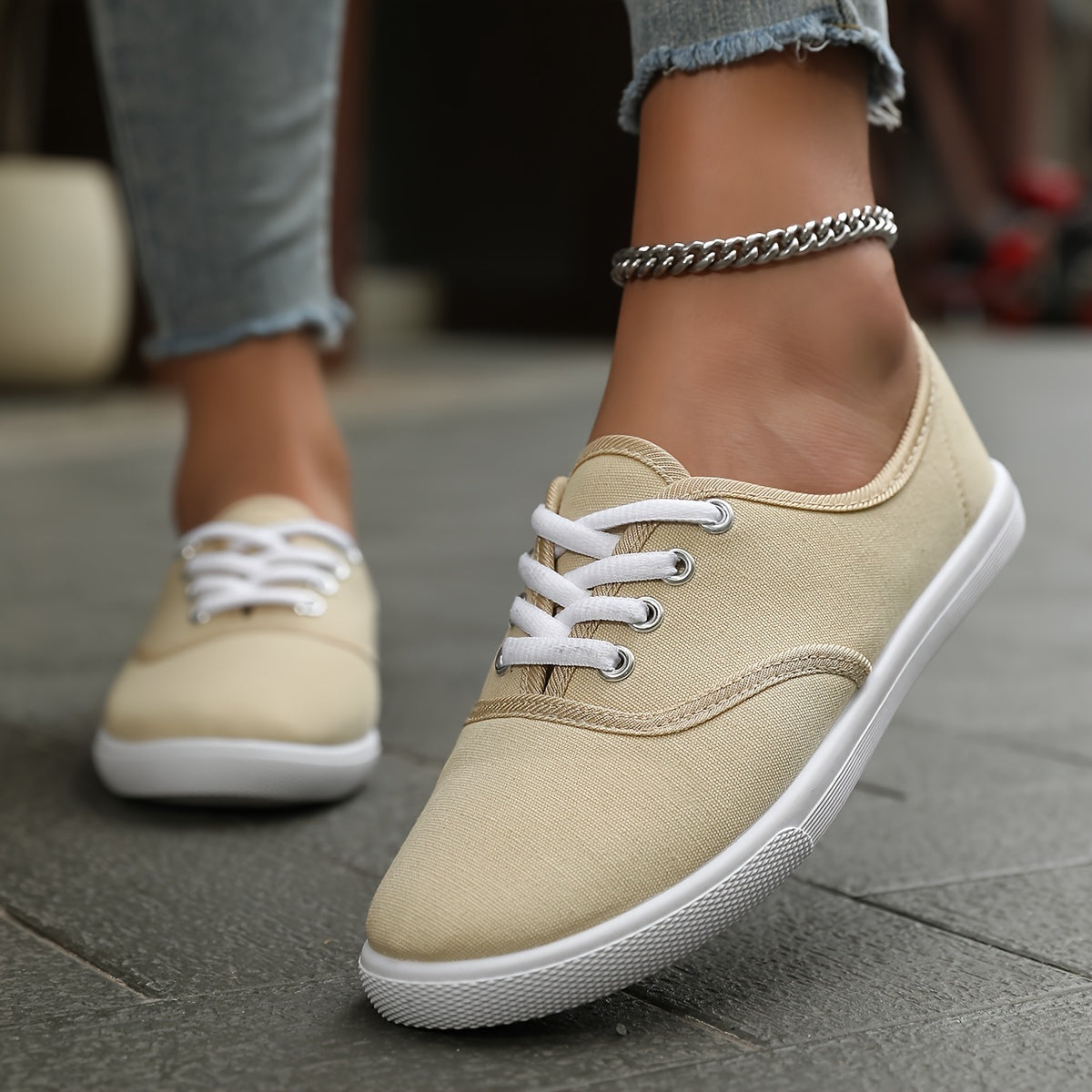 Sophie | Comfortabele lage canvas sneakers in wit