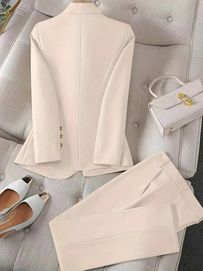 Gisla - Elegant Solid Color Two-Piece Blazer Set