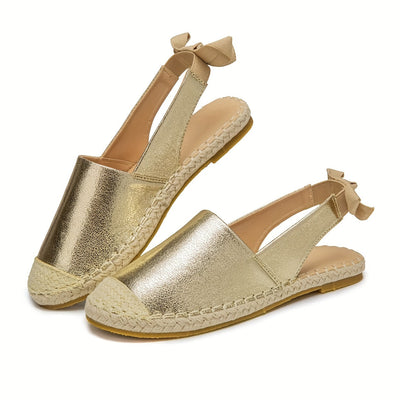 Elise | Gold-colored espadrilles with elastic slingback