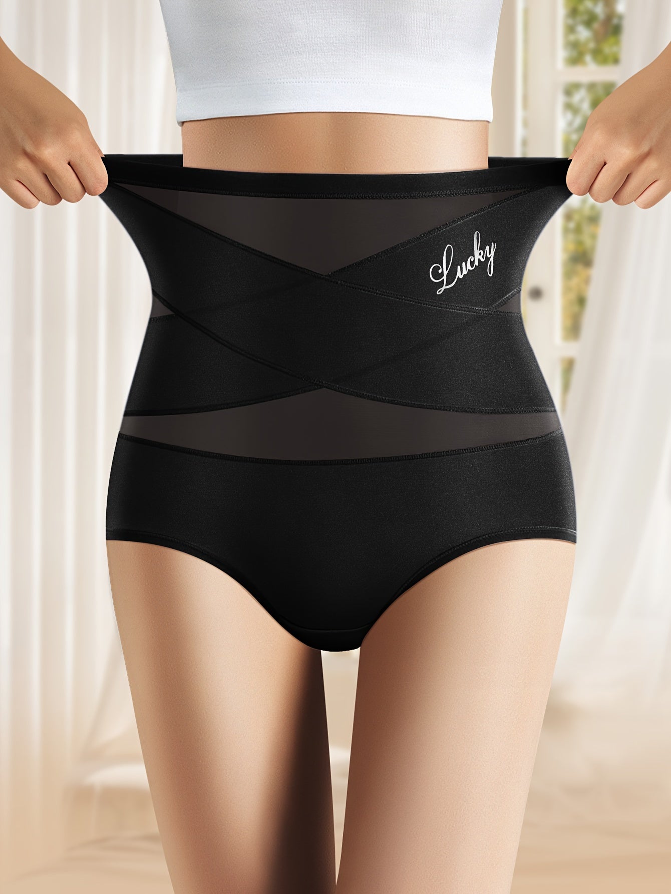 Emma | Seamless high-waisted mesh briefs with tummy control and butt-lifting compression