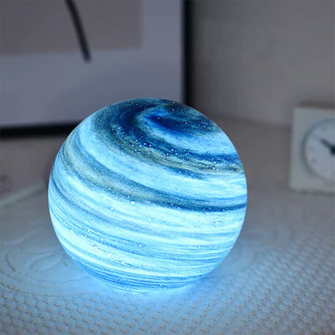 Lornad - Glass Look Sphere LED Table Lamp Swirl Pattern
