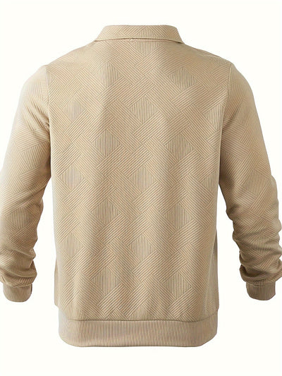 Daan | Geometrisch patroon pullover met rits en revers kraag
