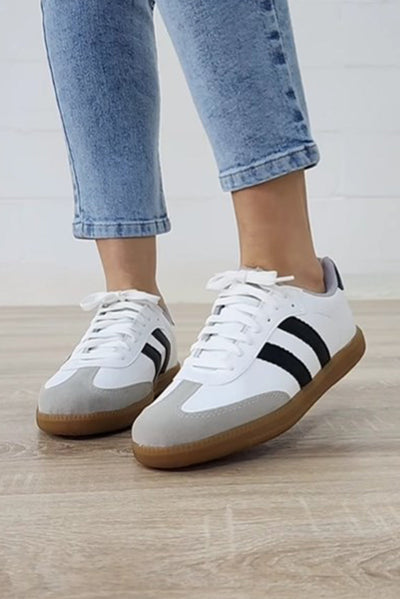 Katia - Striped flat lace-up sneakers