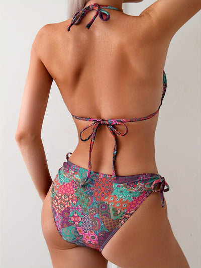 Nina | Boho-chic 2-delige bikini set met halternek & zijbandjes
