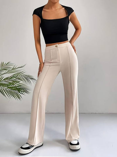 Lotte | Beige pantalon met hoge taille