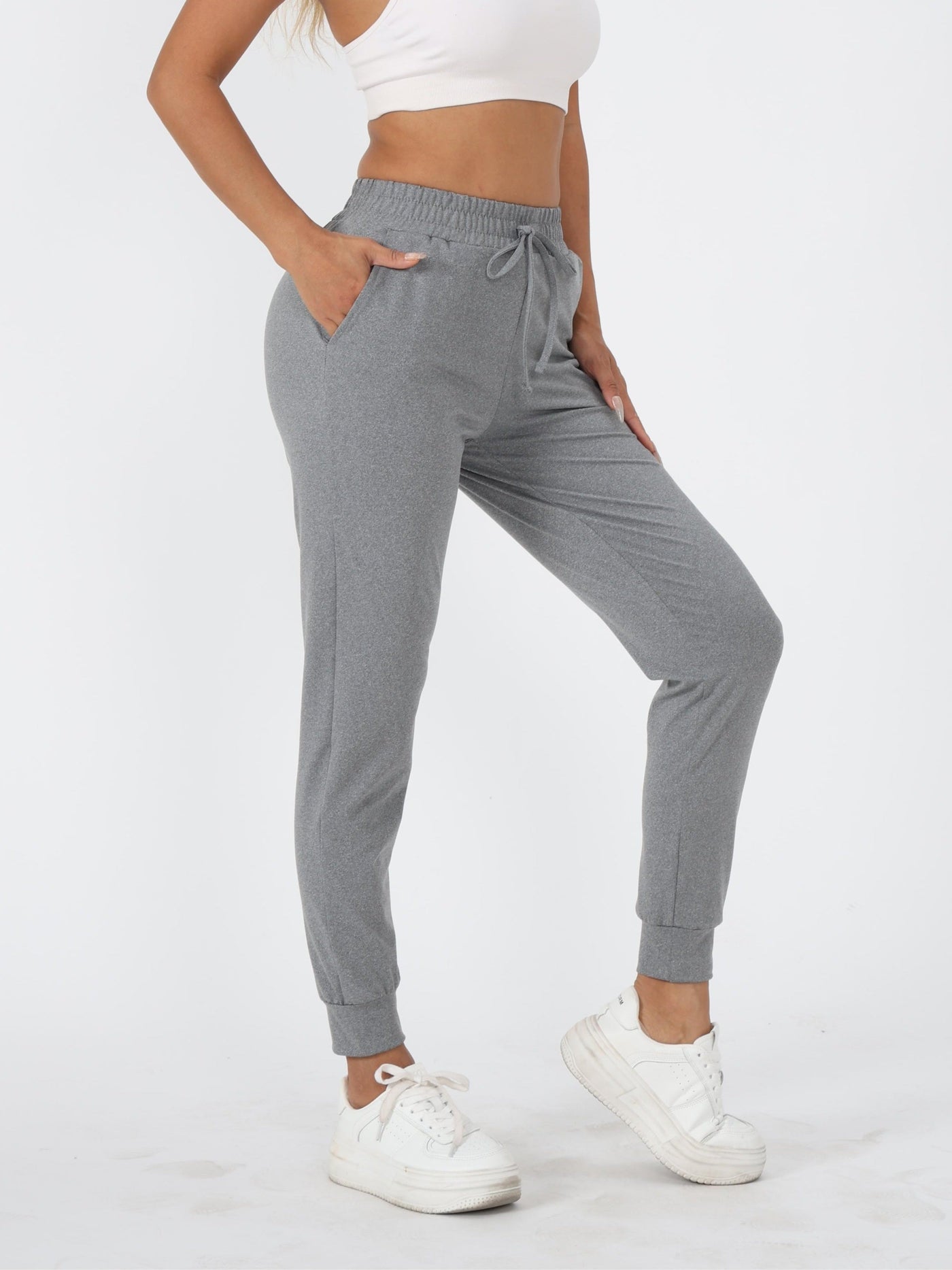 Eva | Effen kleur casual hardloopbroek met zak